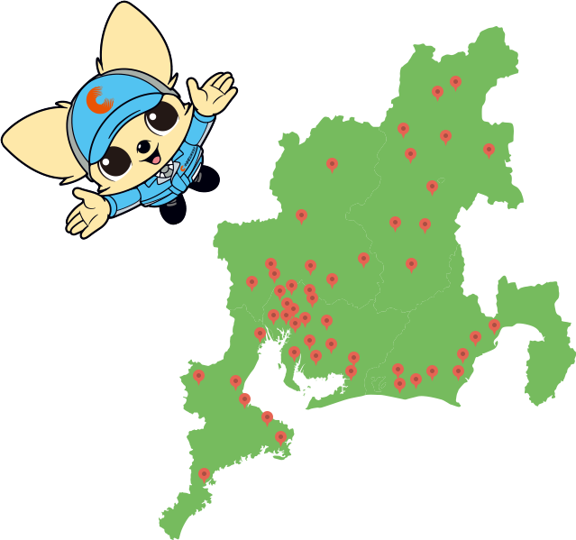 中部電気保安協会の48営業所マップ|中部電気保安協会のイメージキャラクター:チャッピー